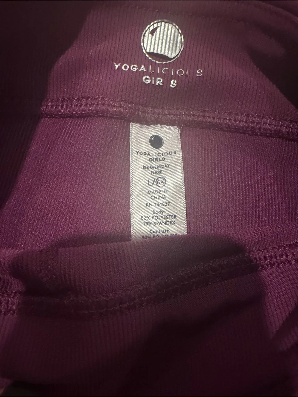 Yogalicious Kids Flare Leggings in Black & Plum